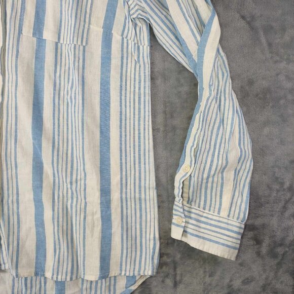 Blue Ivory Per Se Women's M Button Up‎ Long Sleeve Casual Boho Bohemian Shirt - Picture 6 of 8